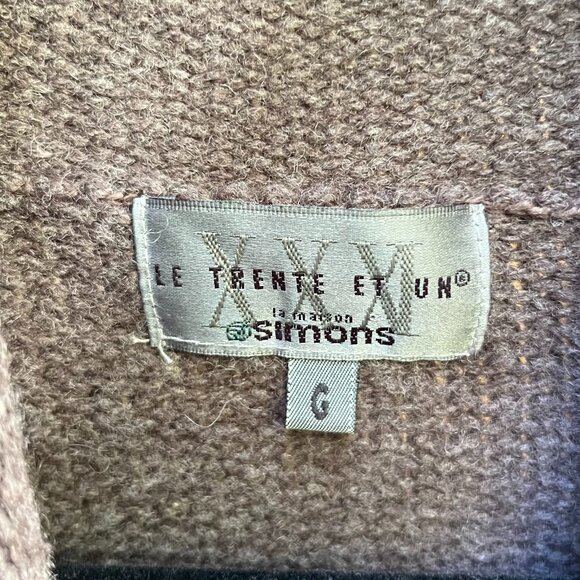 Vintage Wool Colourblock Turtleneck Sweater Brown Taupe Minimalist Cozy - Picture 2 of 4